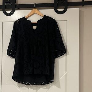 Tuckernuck Black Eyelet Blouse
